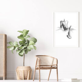 Fine art print of abstract female figure in black watercolour