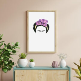 Abstract portrait of Frida Kahlo in a frame