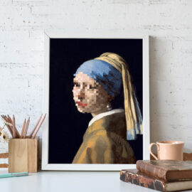 Abstract digital artwork of Girl With the Pearl Earring
