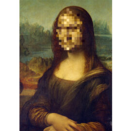 Abstract digital artwork of censored Mona Lisa